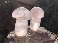 Polished Rose Quartz Mushrooms x 6 From Ambatondrazaka, Madagascar