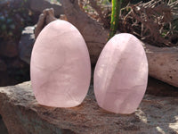 Polished Rose Quartz Standing Free Forms x 3 From Ambatondrazaka, Madagascar - Toprock Gemstones and Minerals 