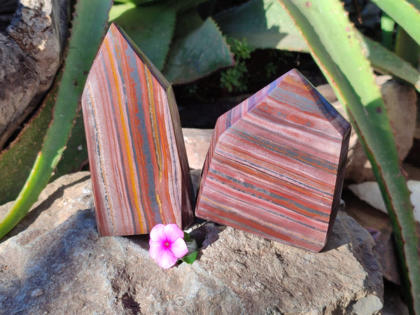 Polished Banded Tiger Iron Points x 2 From Northern Cape, South Africa