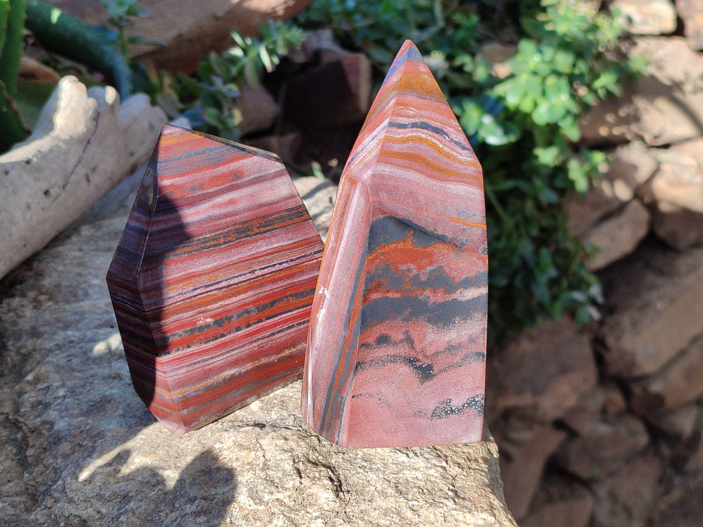 Polished Banded Tiger Iron Points x 2 From Northern Cape, South Africa - Toprock Gemstones and Minerals 