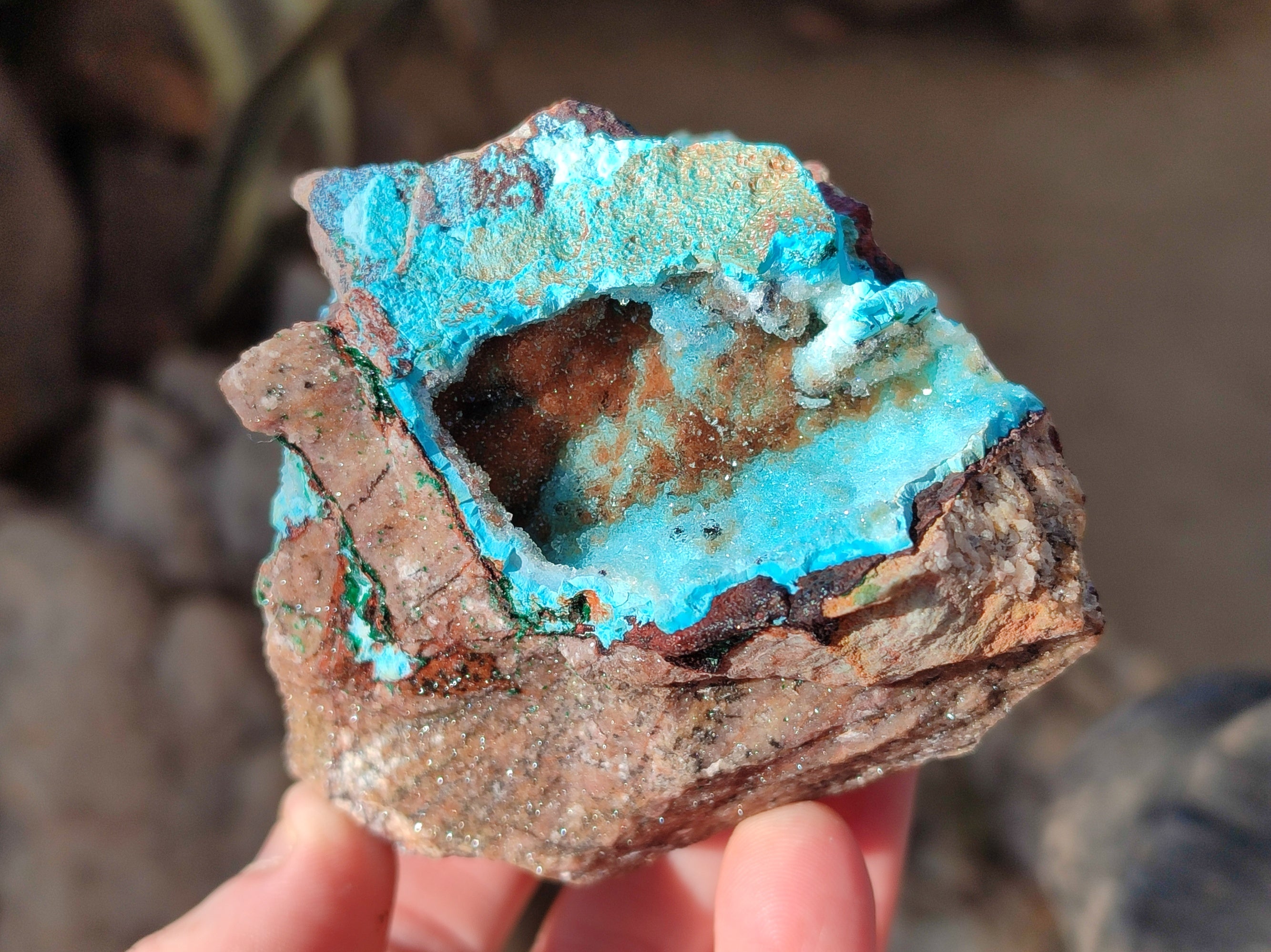 Natural Drusy Coated Chrysocolla with Copper, Heterogenite x 2 From Lupoto Mine, Congo - Toprock Gemstones and Minerals 