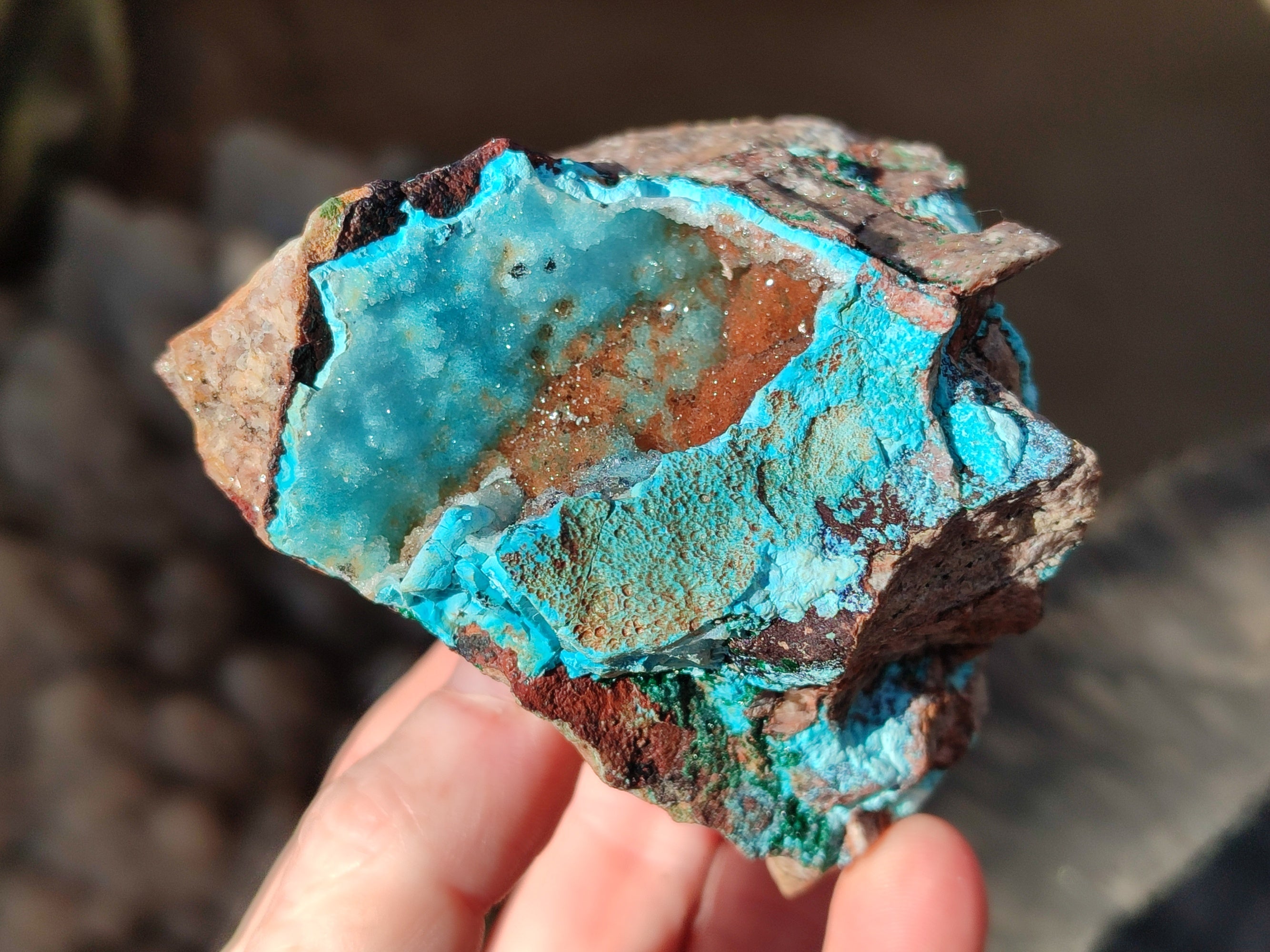 Natural Drusy Coated Chrysocolla with Copper, Heterogenite x 2 From Lupoto Mine, Congo - Toprock Gemstones and Minerals 