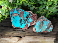 Natural Drusy Coated Chrysocolla with Copper, Heterogenite x 2 From Lupoto Mine, Congo