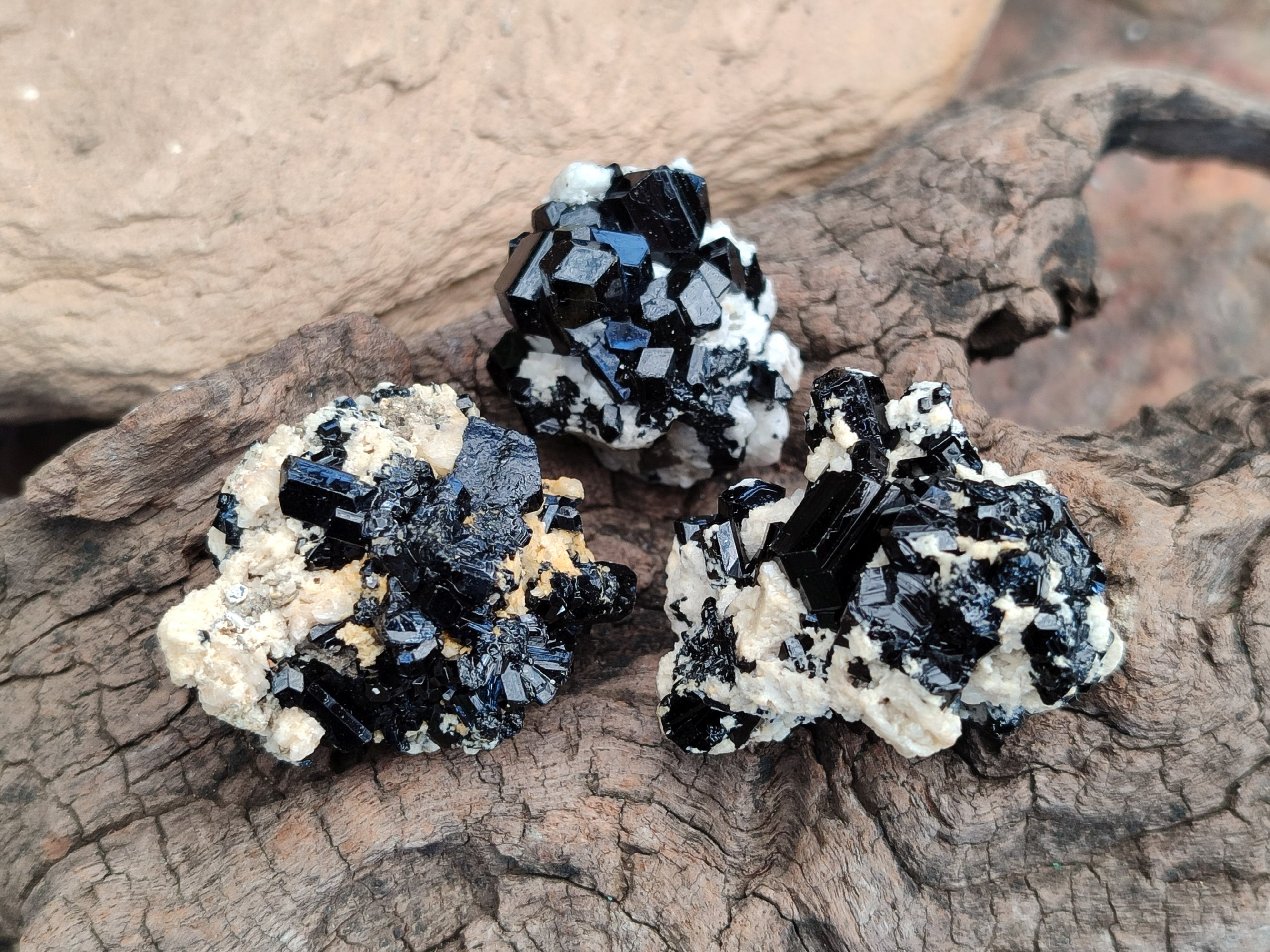 Natural Schorl Black Tourmaline with Hyalite Opal x 35 From Erongo, Namibia - Toprock Gemstones and Minerals 