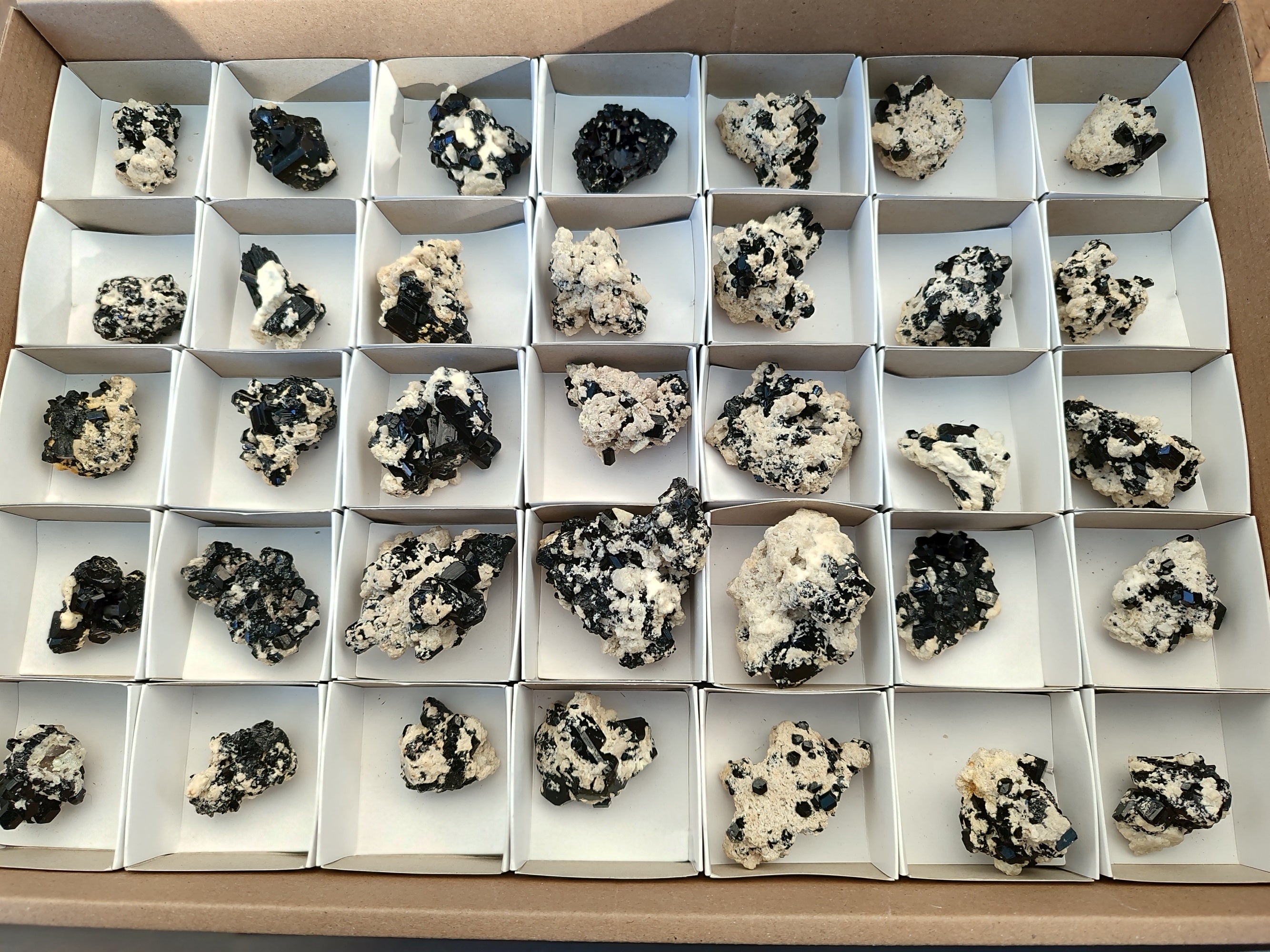 Natural Schorl Black Tourmaline with Hyalite Opal x 35 From Erongo, Namibia - Toprock Gemstones and Minerals 