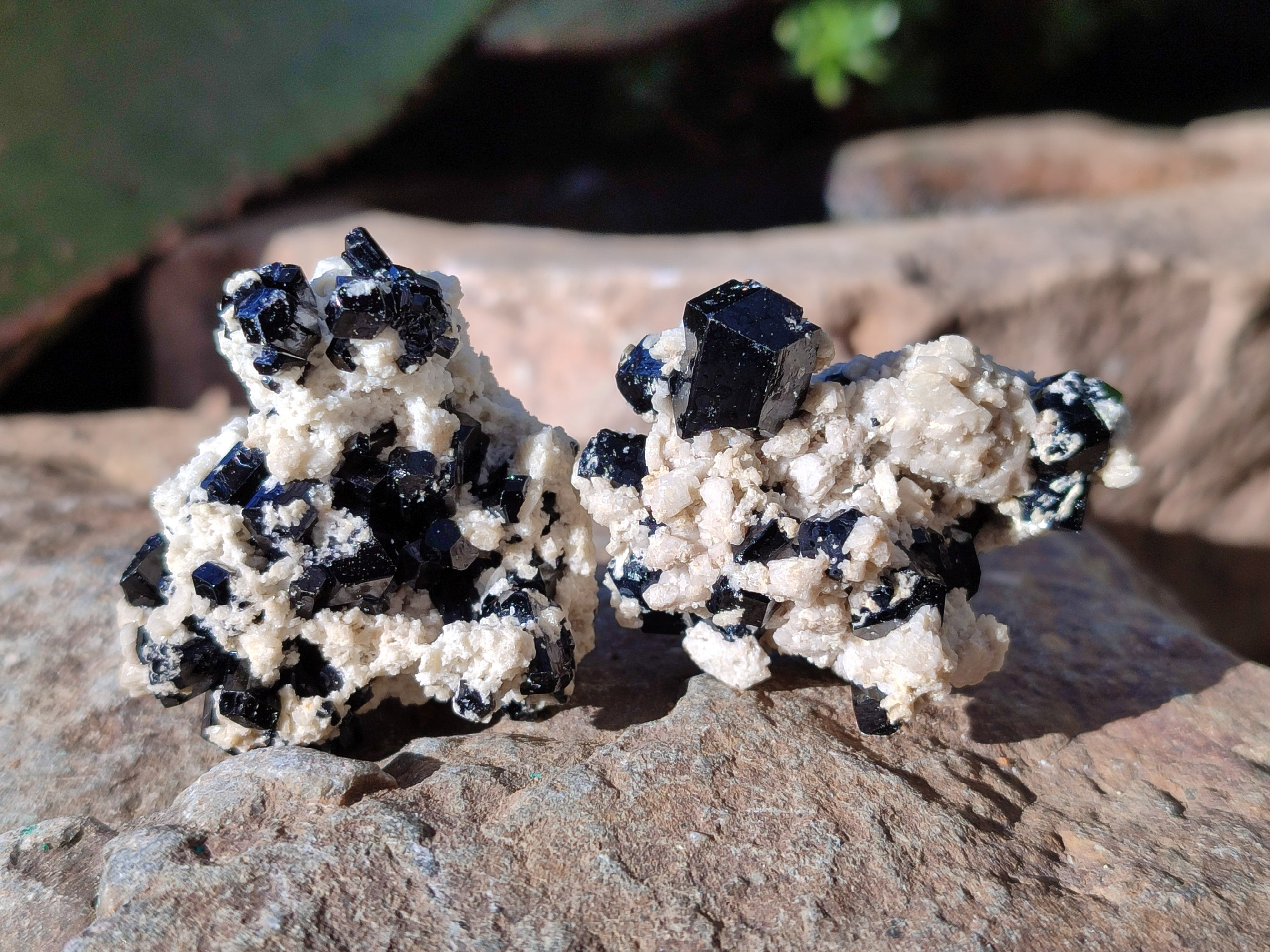 Natural Schorl Black Tourmaline with Hyalite Opal x 35 From Erongo, Namibia - Toprock Gemstones and Minerals 