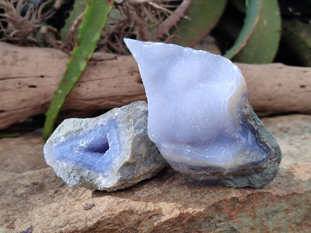 Natural Blue Lace Agate Geode Specimens x 6 From Nsanje, Malawi - Toprock Gemstones and Minerals 