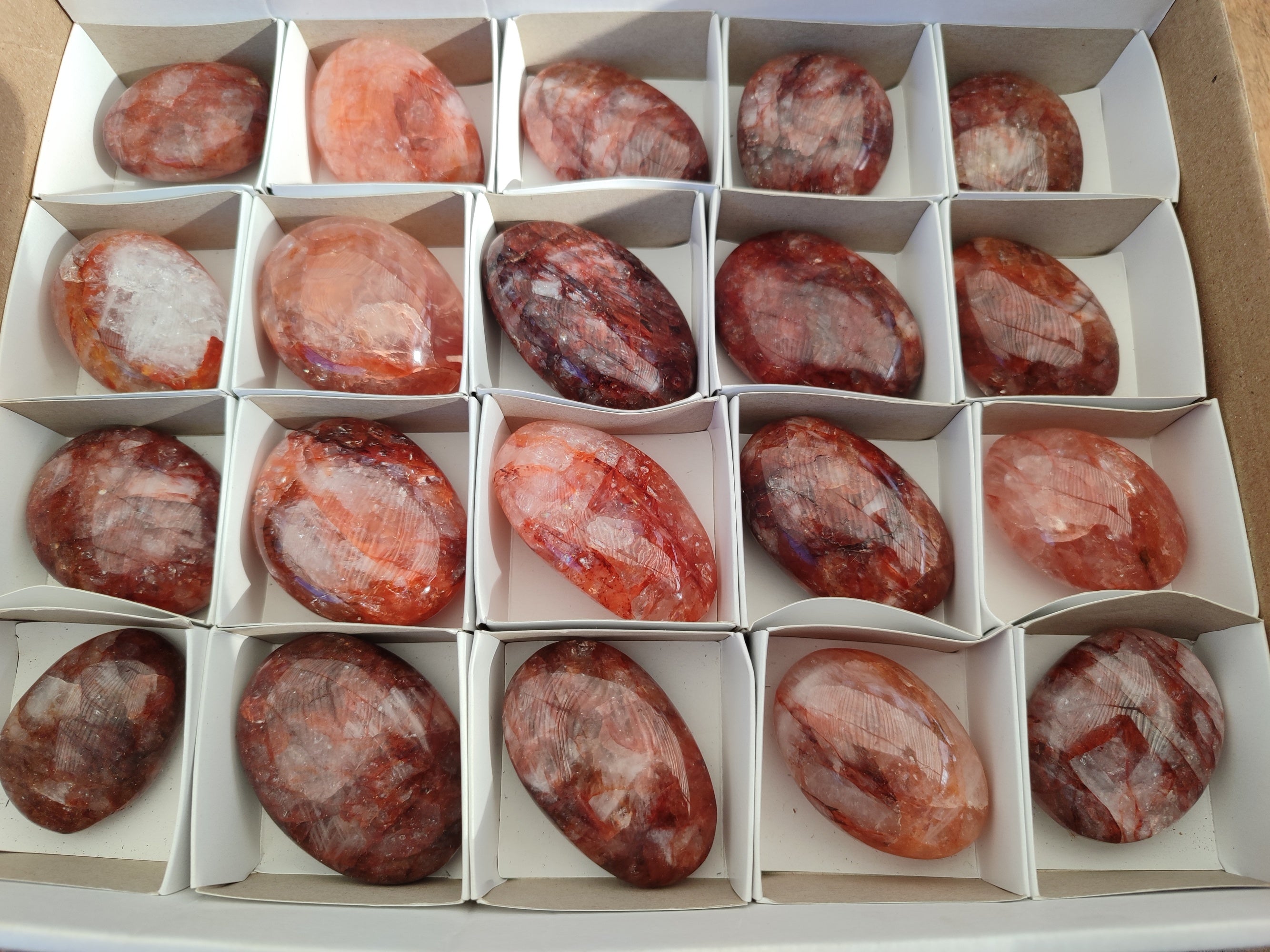 Polished Red Hematoid Quartz Palm Stones x 20 From Madagascar - Toprock Gemstones and Minerals 