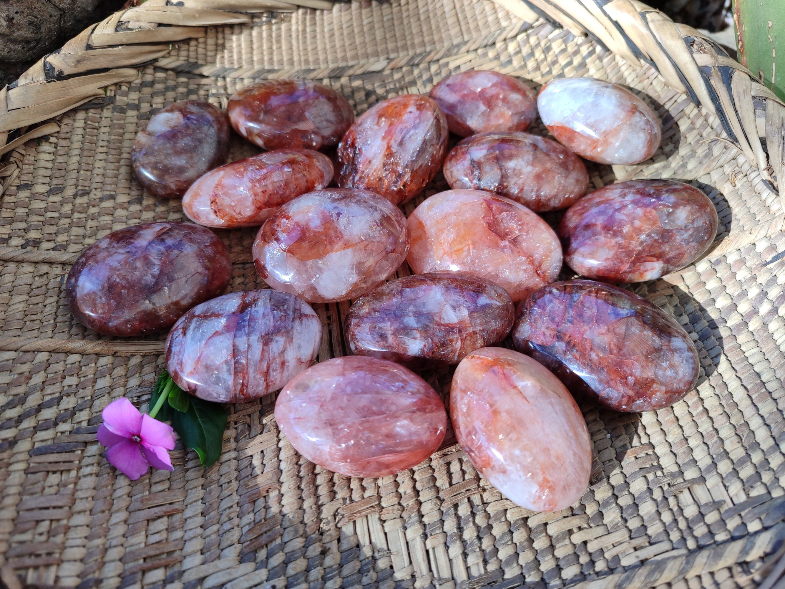 Polished Red Hematoid Quartz Palm Stones x 20 From Madagascar - Toprock Gemstones and Minerals 