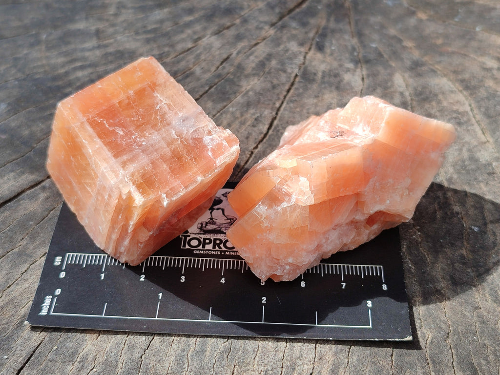 Natural Rhombohedral Sunset Orange Calcite Specimens x 24 From Spitzkop, Namibia - Toprock Gemstones and Minerals 