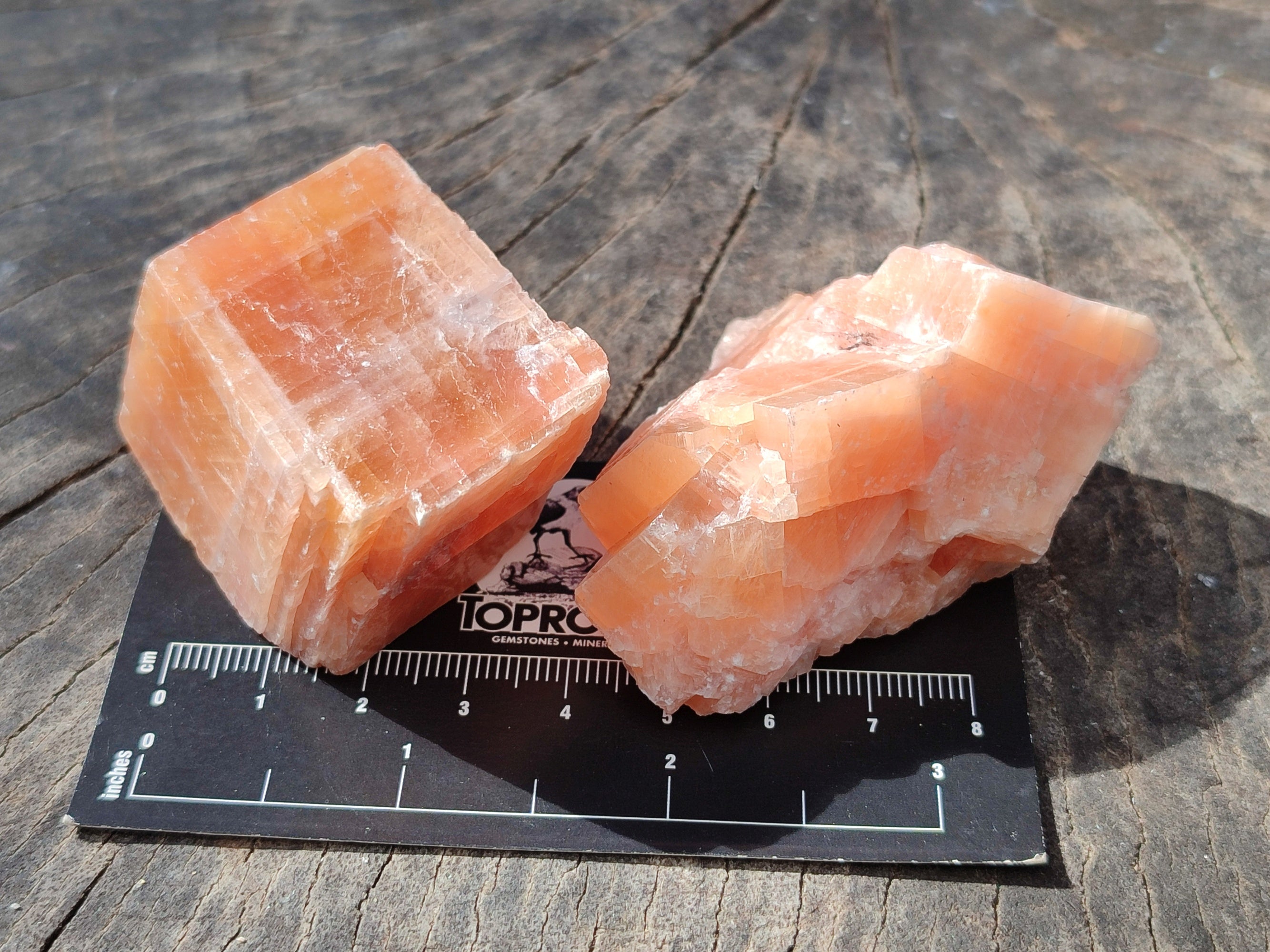 Natural Rhombohedral Sunset Orange Calcite Specimens x 24 From Spitzkop, Namibia - Toprock Gemstones and Minerals 