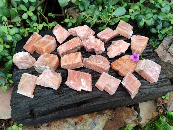 Natural Rhombohedral Sunset Orange Calcite Specimens x 24 From Spitzkop, Namibia