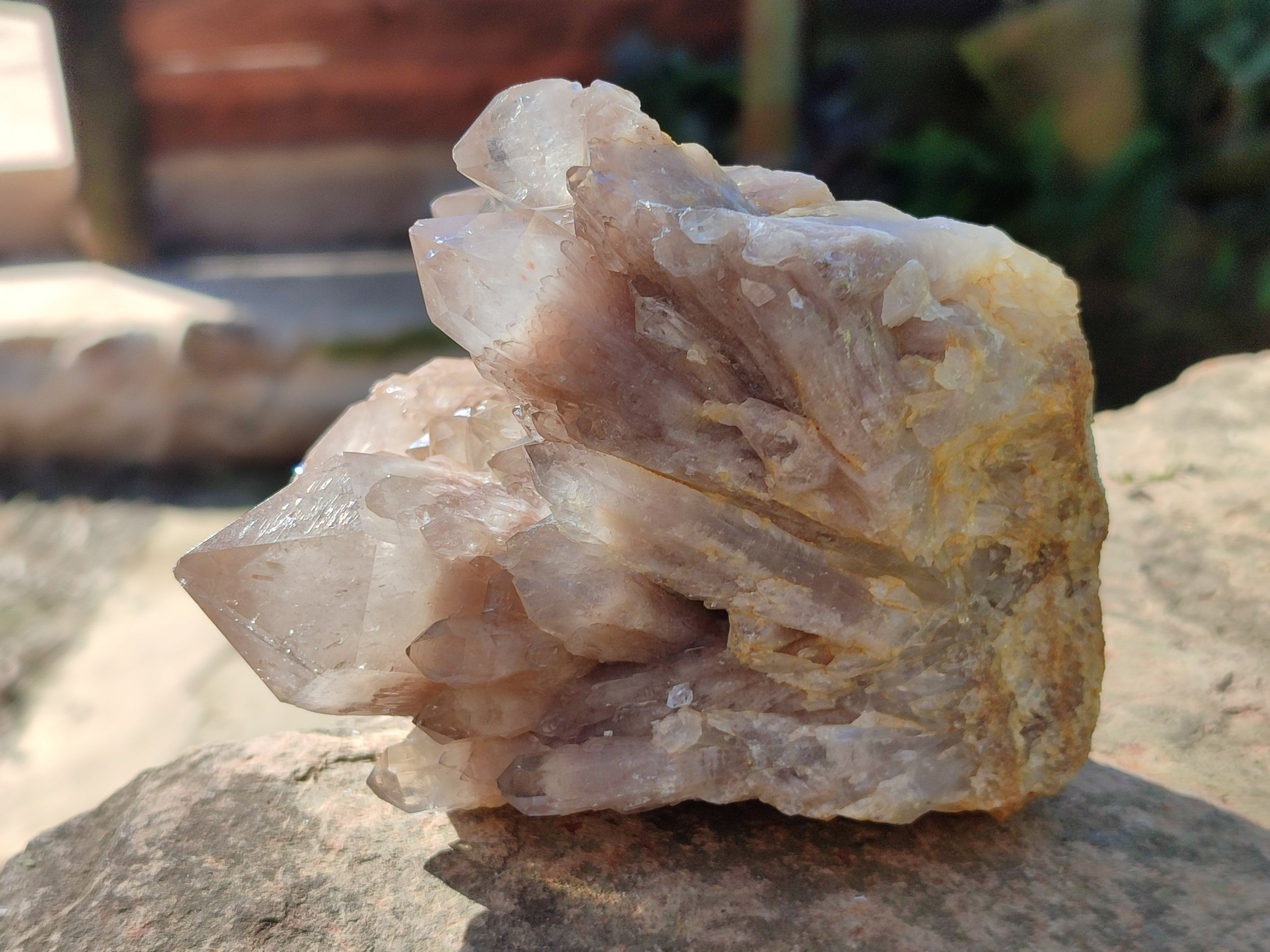 Natural Smokey Phantom Quartz Cluster x 3 From Luena, Congo - Toprock Gemstones and Minerals 