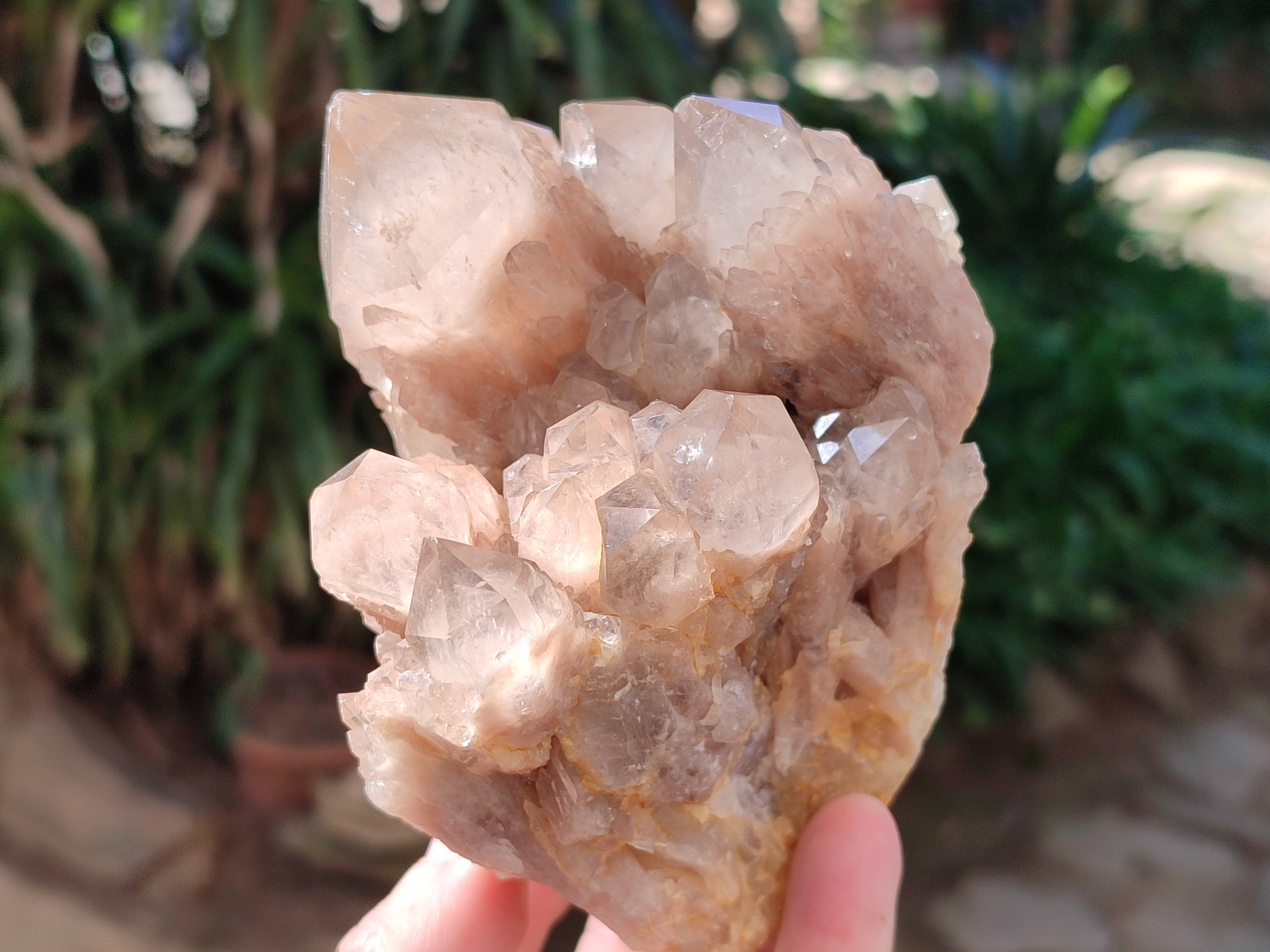 Natural Smokey Phantom Quartz Cluster x 3 From Luena, Congo - Toprock Gemstones and Minerals 
