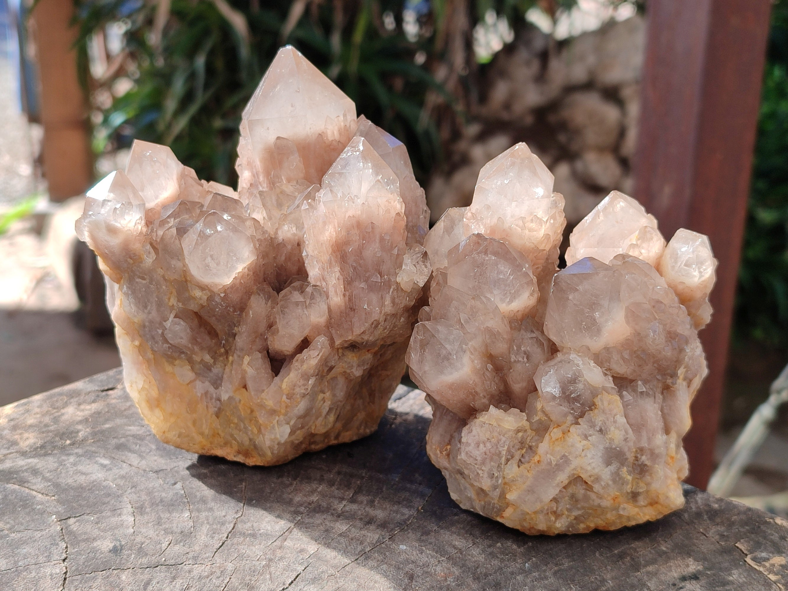 Natural Smokey Phantom Quartz Cluster x 3 From Luena, Congo - Toprock Gemstones and Minerals 