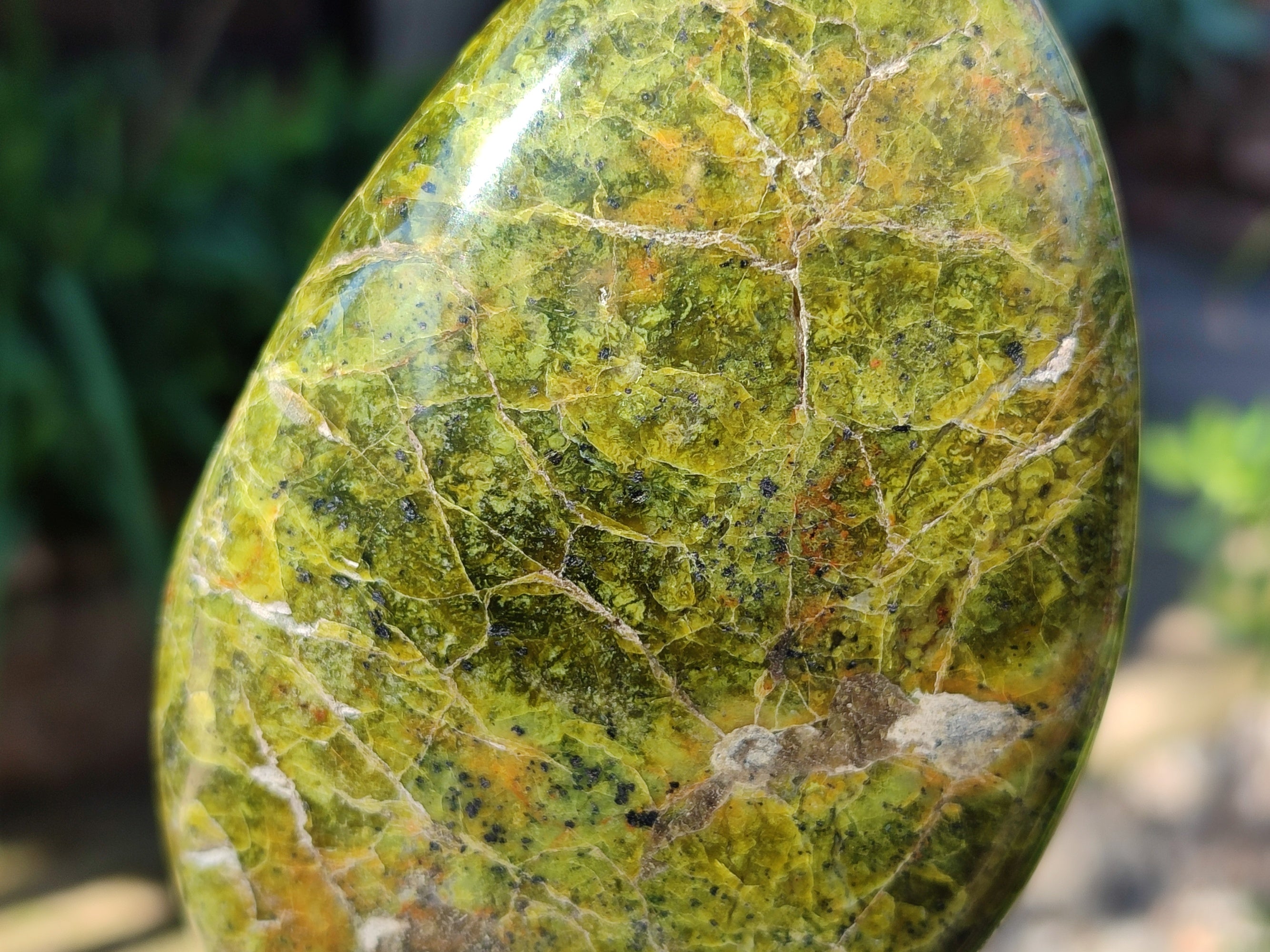 Polished Green Opal Standing Free Forms x 3 From Betroka, Madagascar - Toprock Gemstones and Minerals 