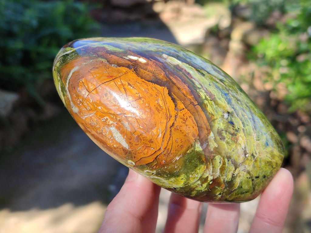Polished Green Opal Standing Free Forms x 3 From Betroka, Madagascar - Toprock Gemstones and Minerals 