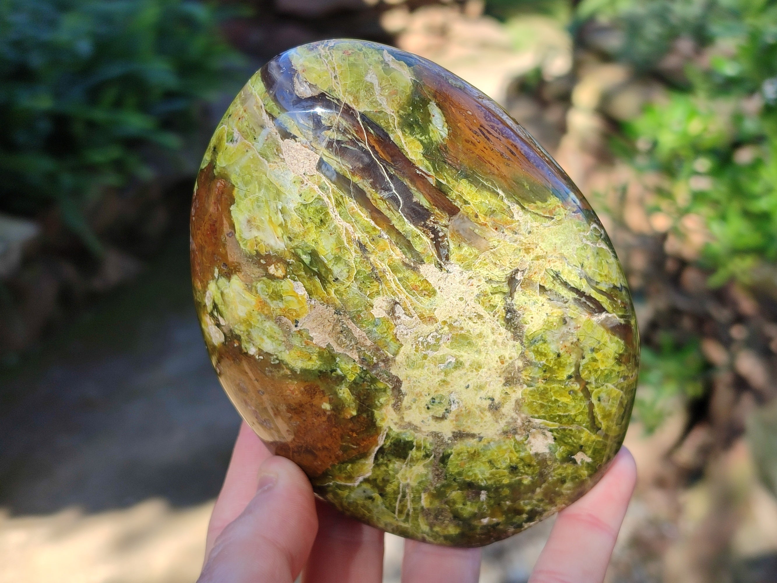 Polished Green Opal Standing Free Forms x 3 From Betroka, Madagascar - Toprock Gemstones and Minerals 