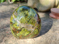 Polished Green Opal Standing Free Forms x 3 From Betroka, Madagascar - Toprock Gemstones and Minerals 
