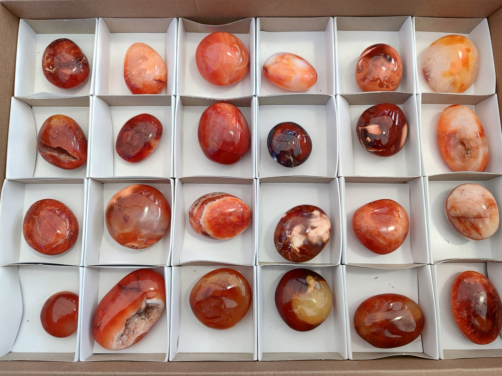 Polished Carnelian Palm Stones x 24 From Madagascar - Toprock Gemstones and Minerals 