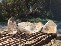 Polished Mixed Quartz and Smokey Quartz with Tourmaline Inclusions x 6 from Madagascar - Toprock Gemstones and Minerals 