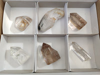 Polished Mixed Quartz and Smokey Quartz with Tourmaline Inclusions x 6 from Madagascar - Toprock Gemstones and Minerals 