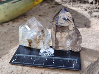 Polished Mixed Quartz and Smokey Quartz with Tourmaline Inclusions x 6 from Madagascar - Toprock Gemstones and Minerals 