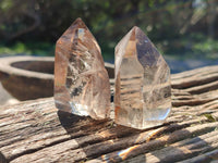 Polished Mixed Quartz and Smokey Quartz with Tourmaline Inclusions x 6 from Madagascar - Toprock Gemstones and Minerals 