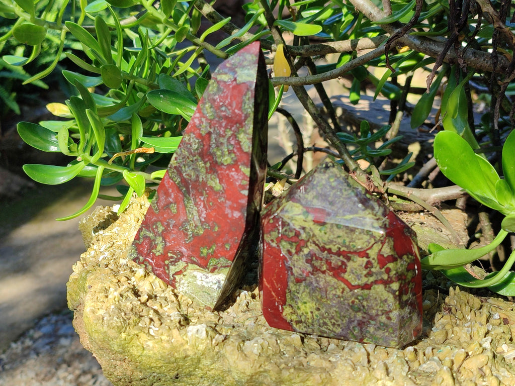 Polished Bastite Dragons Blood Stone Points x 3 From Tshipise, South Africa - Toprock Gemstones and Minerals 