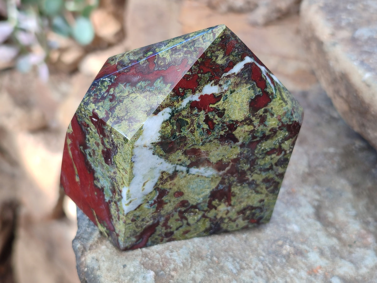 Polished Bastite Dragons Blood Stone Points x 3 From Tshipise, South Africa - Toprock Gemstones and Minerals 