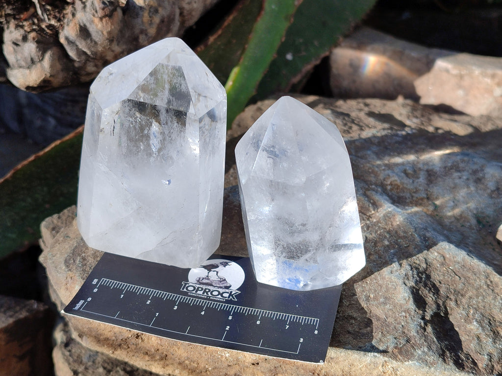 Polished Clear Quartz Crystals x 6 From Madagascar - Toprock Gemstones and Minerals 