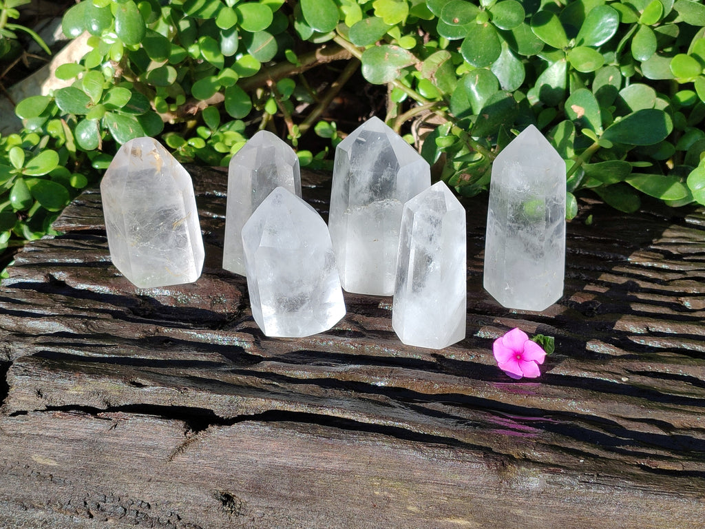 Polished Clear Quartz Crystals x 6 From Madagascar - Toprock Gemstones and Minerals 