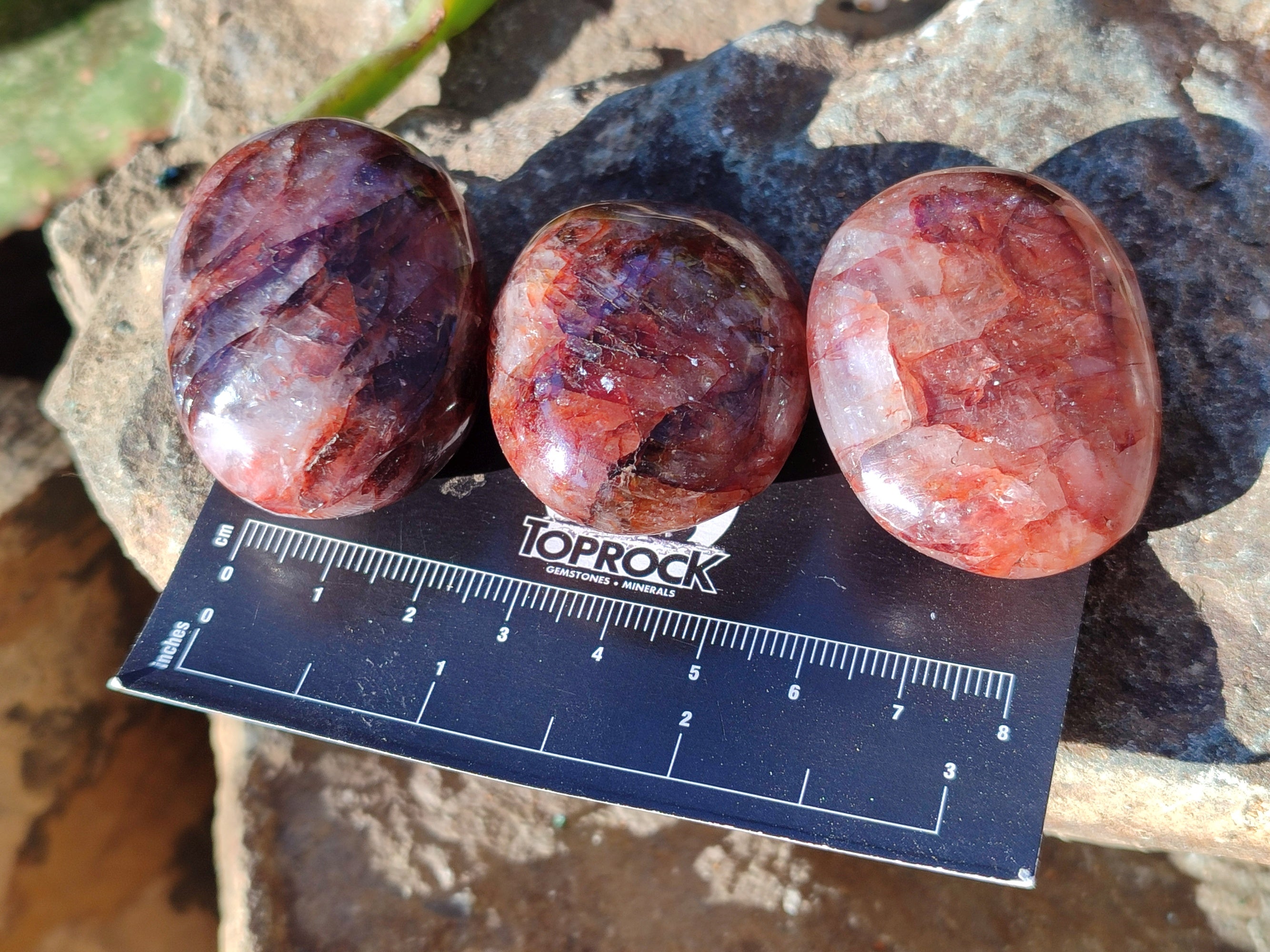 Polished Red Hematoid Quartz Palm Stones x 21 From Madagascar - Toprock Gemstones and Minerals 