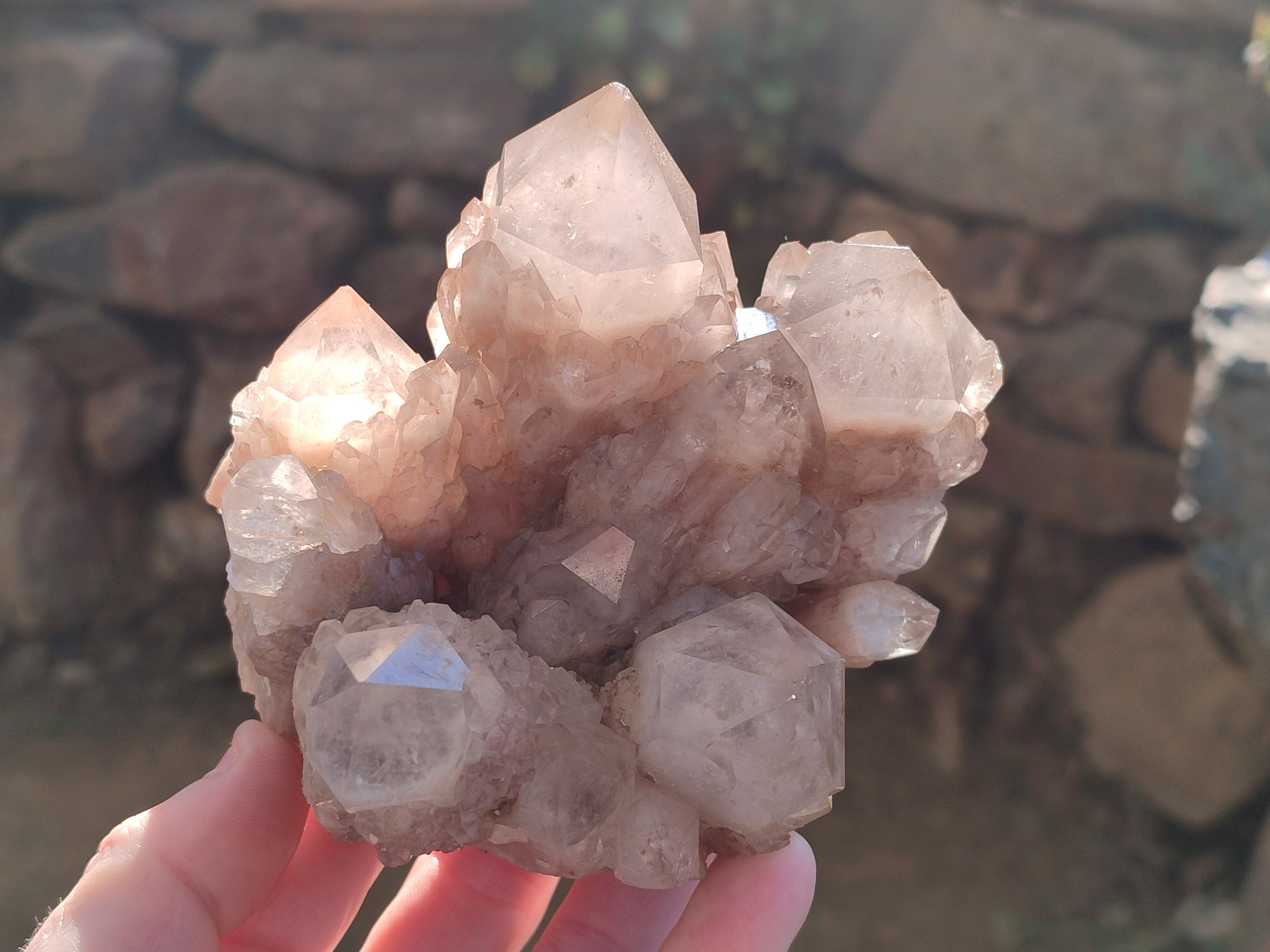 Natural Smokey Phantom Quartz Cluster x 2 From Luena, Congo - Toprock Gemstones and Minerals 