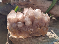Natural Smokey Phantom Quartz Cluster x 2 From Luena, Congo