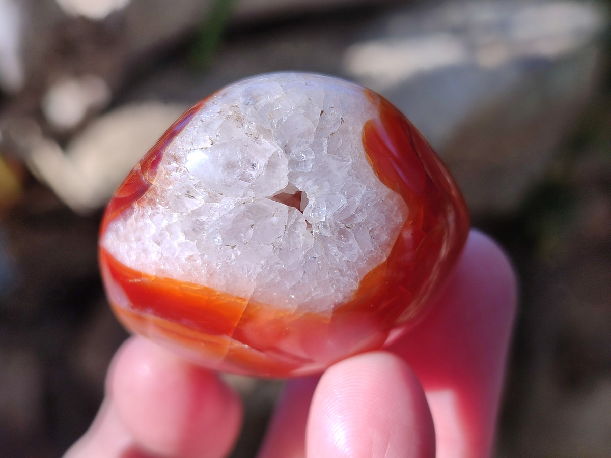 Polished Carnelian Agate Palm Stones x 26 From Madagascar - Toprock Gemstones and Minerals 