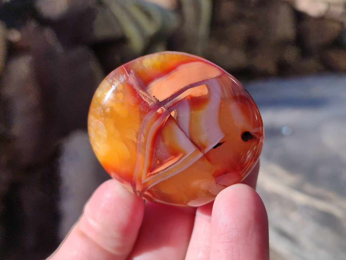 Polished Carnelian Agate Palm Stones x 26 From Madagascar - Toprock Gemstones and Minerals 
