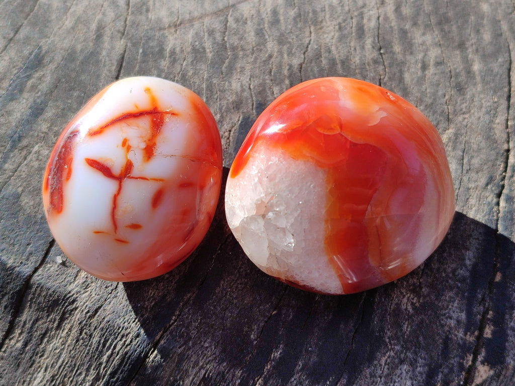 Polished Carnelian Agate Palm Stones x 26 From Madagascar - Toprock Gemstones and Minerals 