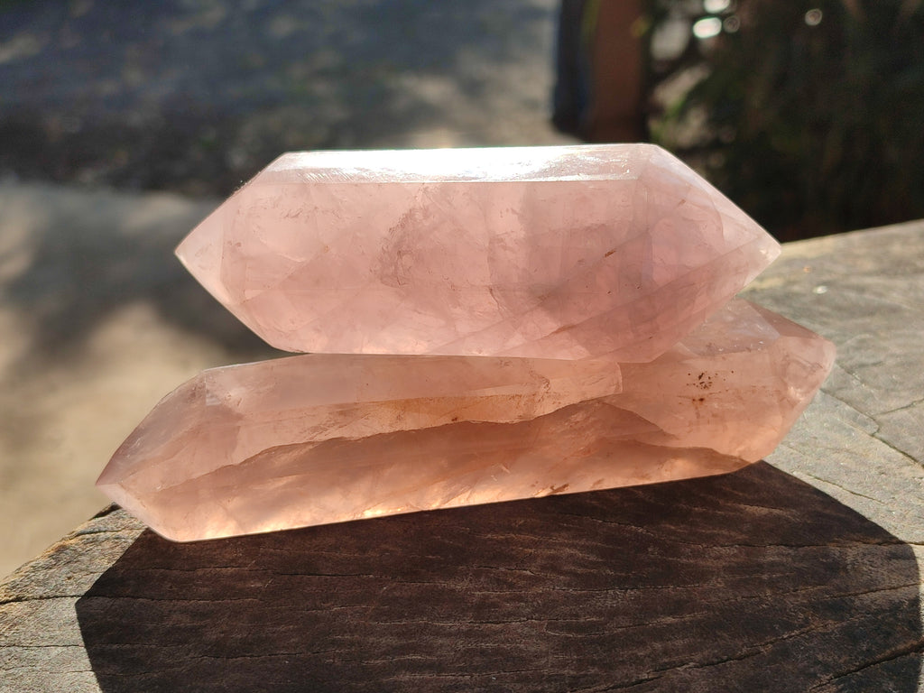 Polished Double Terminated Rose Quartz Points x 4 Ambatondrazaka, Madagascar - Toprock Gemstones and Minerals 