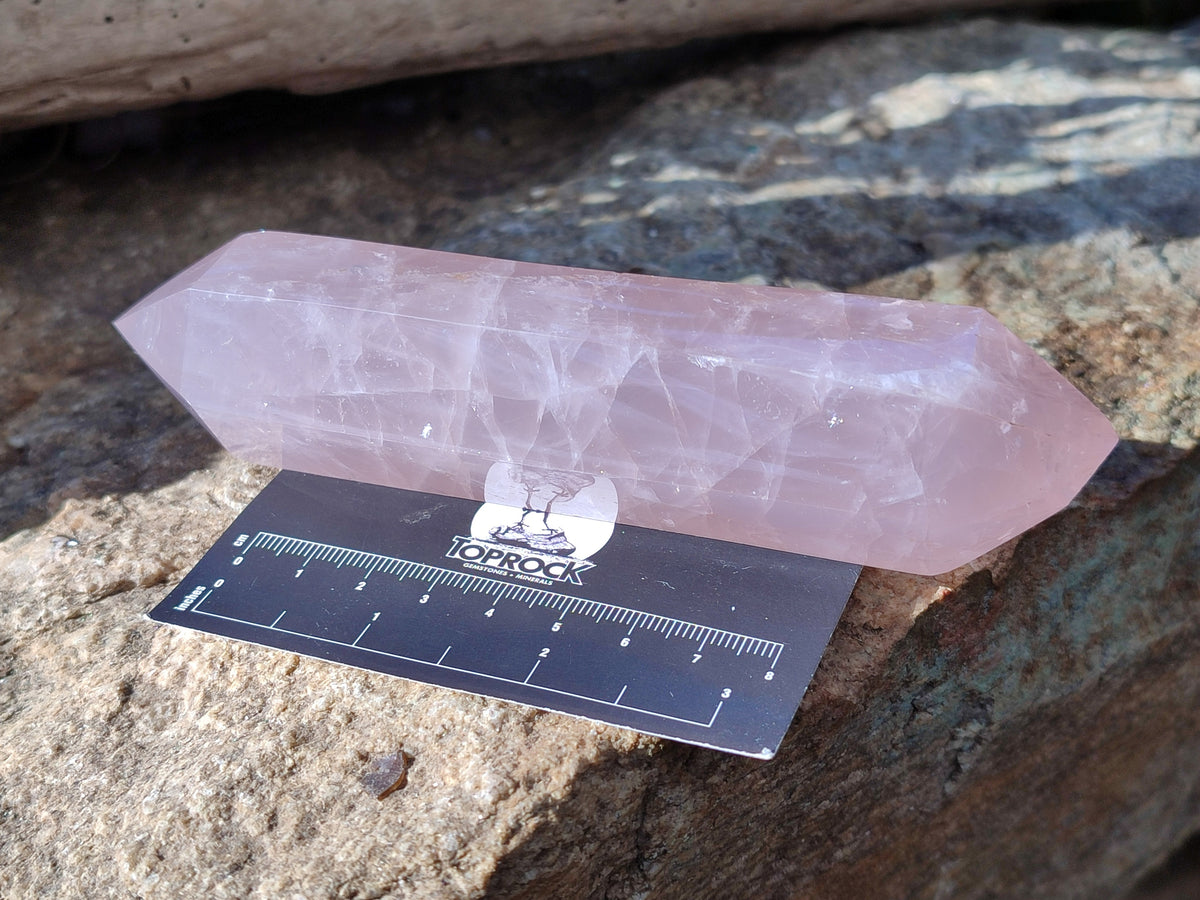 Polished Double Terminated Rose Quartz Points x 4 Ambatondrazaka, Madagascar - Toprock Gemstones and Minerals 