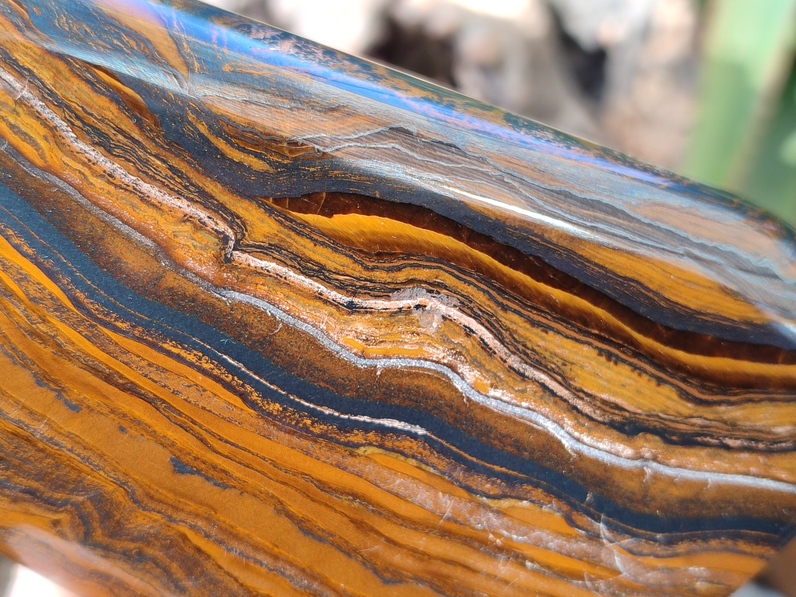 Polished Golden River Tigers Eye Standing Free Forms x 2 From Prieska, South Africa - Toprock Gemstones and Minerals 
