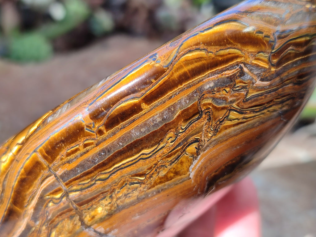 Polished Golden River Tigers Eye Standing Free Forms x 2 From Prieska, South Africa - Toprock Gemstones and Minerals 