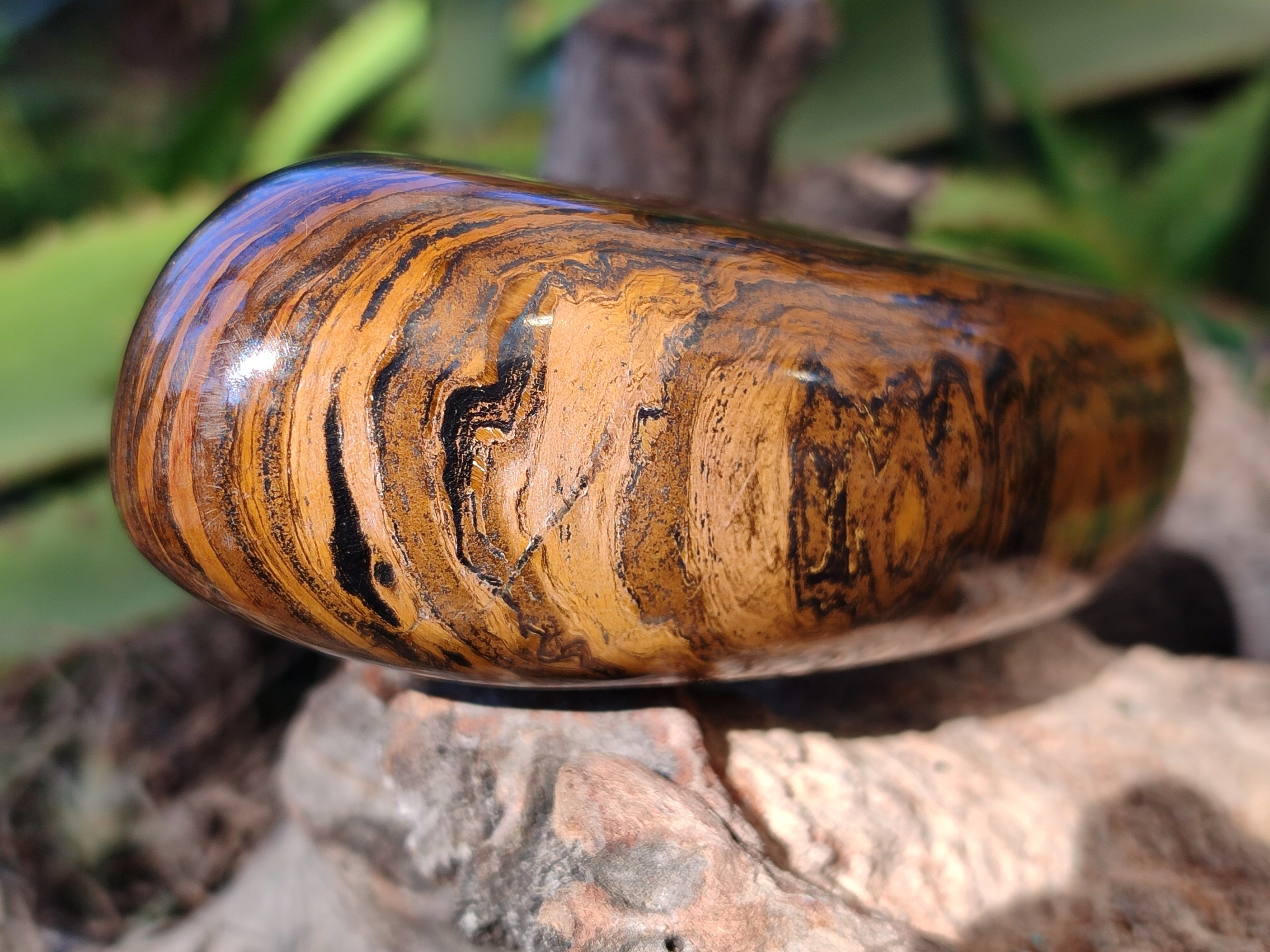 Polished Golden River Tigers Eye Standing Free Forms x 2 From Prieska, South Africa - Toprock Gemstones and Minerals 