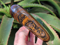 Polished Golden River Tigers Eye Standing Free Forms x 2 From Prieska, South Africa