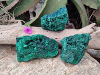 Natural Silky Malachite Specimens x 3 From Kasompe, Congo - Toprock Gemstones and Minerals 