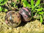 Polished Pink Rhodonite Spheres x 3 From Ambindavato, Madagascar - Toprock Gemstones and Minerals 