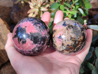 Polished Pink Rhodonite Spheres x 3 From Ambindavato, Madagascar - Toprock Gemstones and Minerals 