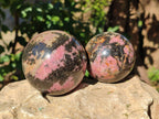 Polished Pink Rhodonite Spheres x 3 From Ambindavato, Madagascar - Toprock Gemstones and Minerals 