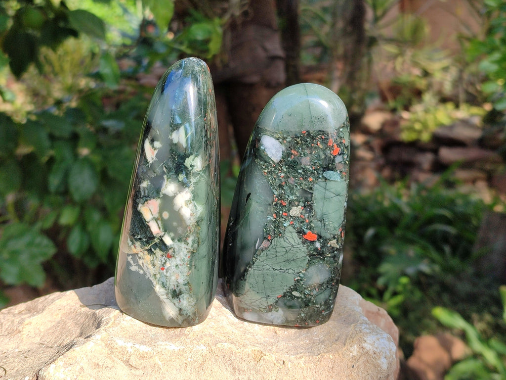 Polished Bloodstone Standing Free Forms x 2 From Swaziland - Toprock Gemstones and Minerals 
