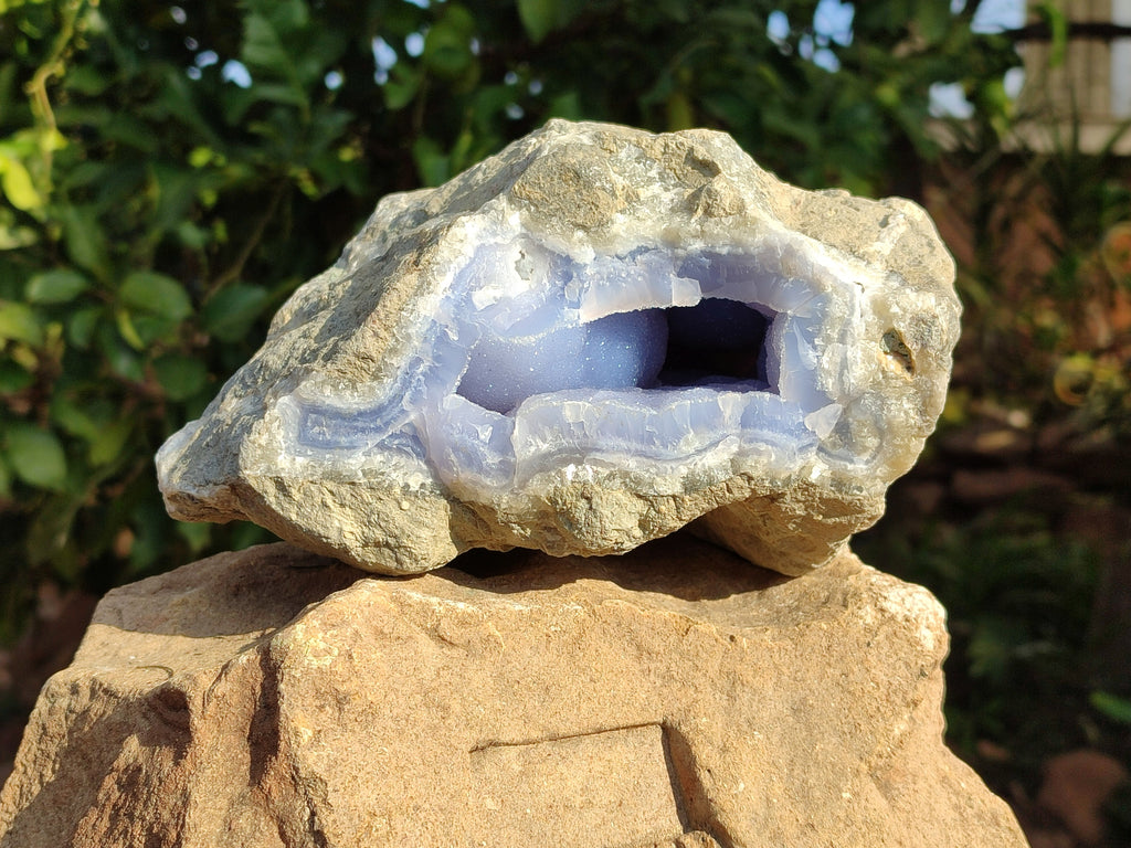 Natural Blue Lace Agate Geode Specimens x 1 From Nsanje, Malawi - Toprock Gemstones and Minerals 